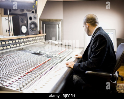 man working in a recording studio Stock Photo