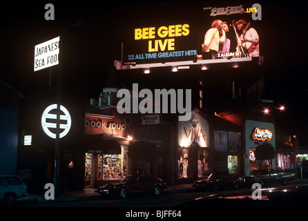 Bee Gees billboard on the Sunset Strip in Los Angeles circa 1979 Stock Photo