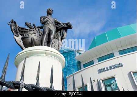 Statue of Admiral Lord Nelson outside the Bullring Shopping Centre. Birmingham, England, UK. Stock Photo