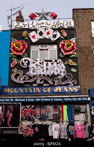 Tattoo shop in Camden Market London UK Stock Photo