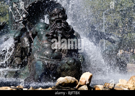 Neptune in Bailey Fountain Brooklyn on a bright sunny day in New York City NY Stock Photo