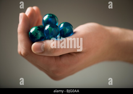 handful of marbles Stock Photo