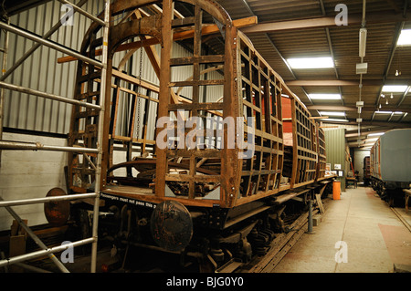 Didcot Railway Centre, Train Carriage Under Restoration by the Great Western Railway Society. Stock Photo