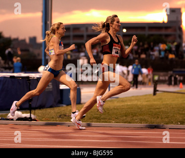 Sara Jamieson of Australia, sprinting the final 100m in the Women's 1500m; countryman Lisa Corrigan, follows. Stock Photo