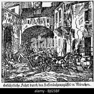 revolution 1848 - 1849, Bavaria, Munich, attack of the police against ...