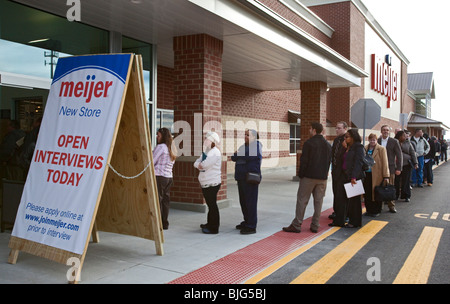 Unemployed People Line Up to Apply for Jobs Stock Photo