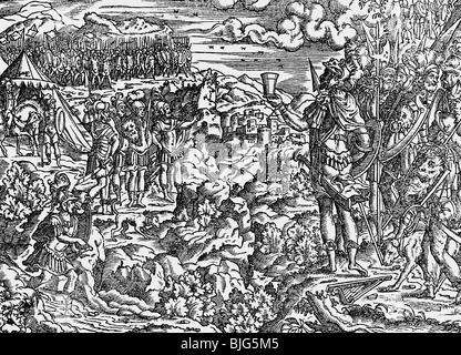 fine arts, Amman, Jost (1539-1591), woodcut, 15.5. cm x 11 cm, illustration from the bible, printed by Sigmund Feyerabend, Frankfurt on the Main, Germany, 1564, Artist's Copyright has not to be cleared Stock Photo