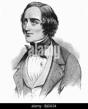 Liszt, Franz, 22.10.1811 - 31.7.1886, Hungarian composer and pianist, portrait, wood engraving, circa 1840, , Stock Photo