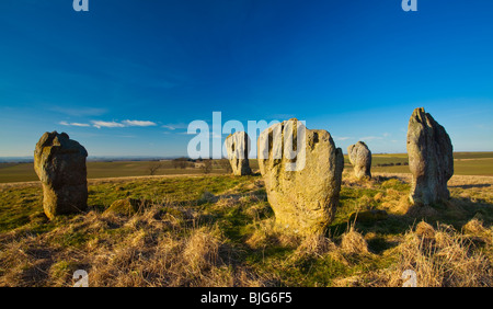 England, Northumberland, Duddo Five Stones. The pre-historic stone circle known as the Duddo Five Stones Stock Photo