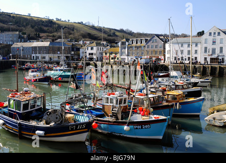 fishing boats in the harbour at mevagissey in cornwall, uk Stock Photo