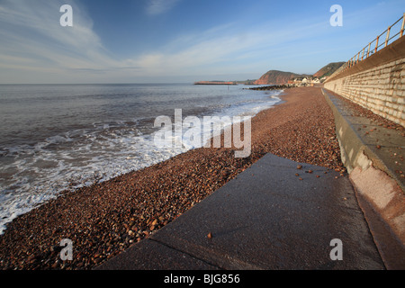 Sidmouth seafront looking towards Ladram bay, East Devon, England, UK Stock Photo