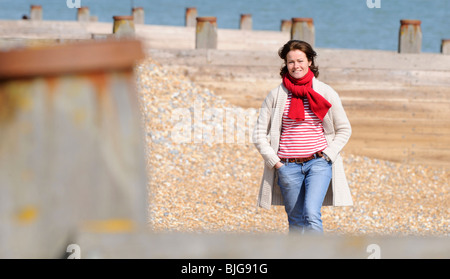 Actress Janet Dibley on Eastbourne seafront East Sussex, UK. Picture by Jim Holden. Stock Photo