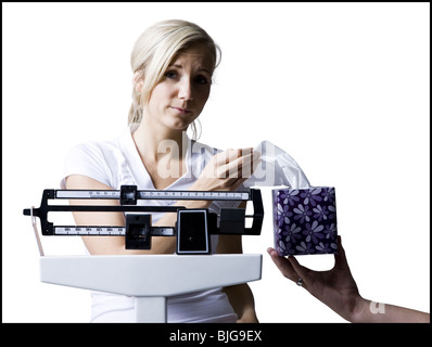 woman on a scale Stock Photo