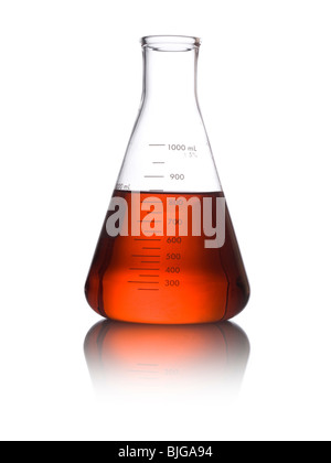 erlenmeyer flask full of liquid Stock Photo