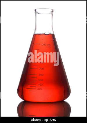 erlenmeyer flask full of liquid Stock Photo