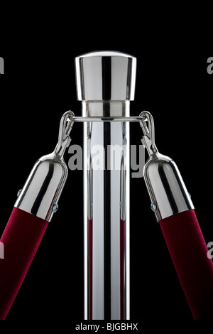 rope stand with a velvet rope attached Stock Photo