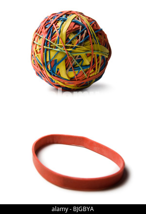 rubber band and a rubber band ball Stock Photo