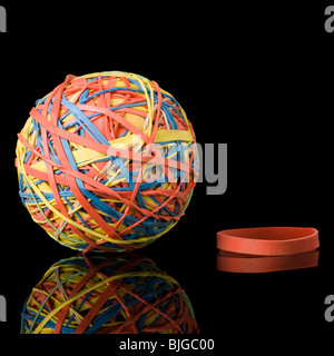 rubber band and a rubber band ball Stock Photo