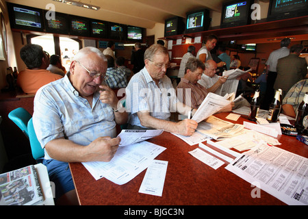 Men in a betting shop, Great Britain