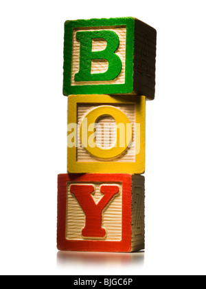 nursery blocks spelling 'boy' Stock Photo