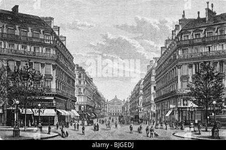 geography / travel historic, France, cities and communities, Paris,  streets, Rue de la Paix, view to the Place Vendome, illustration, 1840s,  Additional-Rights-Clearance-Info-Not-Available Stock Photo - Alamy