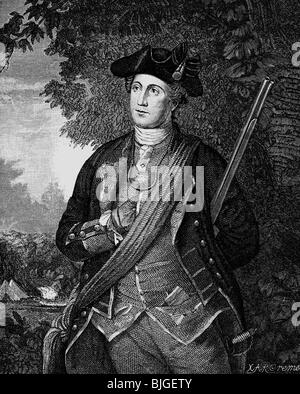 Washington, George, 22.2.1732 - 14.12.1799, American general and politician, colonel in the Virginia militia, half length, copper engraving by G. G. Felsing after paintng by Peale, 1772, , Artist's Copyright has not to be cleared Stock Photo