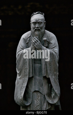 Statue of Confucius in Wen Miao (Confucian Temple). Shanghai, China. Stock Photo