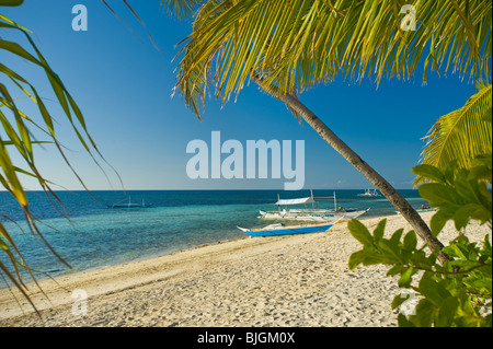 Beach Malapascua Island Cebu Philippines Visayan Sea sun sunny tropical holiday paradise post card holidays vacation feel feelin Stock Photo