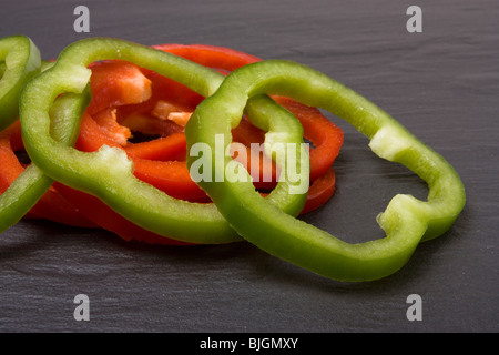 Sliced red and green Mixed Peppers Stock Photo