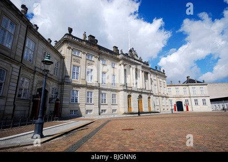 Amalienborg Palace in Copenhagen, Denmark, is the home of the Danish royal family. Stock Photo
