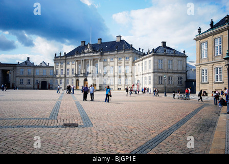 Amalienborg Palace in Copenhagen, Denmark, is the winter home of the Danish royal family. Stock Photo