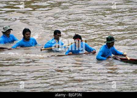 Sinking boat racing crew at Phitsanulock,Thailand Stock Photo