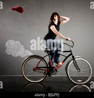 woman on a bicycle Stock Photo