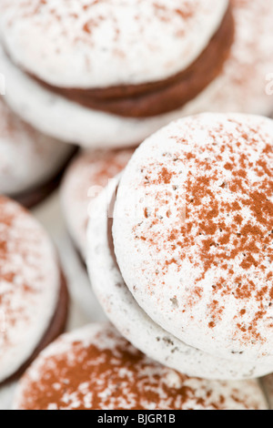 Chocolate-filled macarons (close-up) - Stock Photo