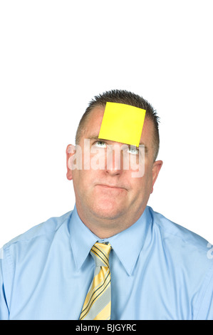 Sticker Note On Forehead Yellow sticky note on forehead Stock Photo - Alamy