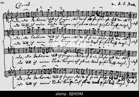 Bach, Johann Sebastian, 21.3. 1685 - 28.7.1750, German composer, works, choral, music sheet, notebook of Anna Magdalena Bach, 1753, , Stock Photo