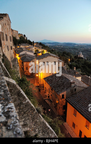 Montepulciano, Tuscany, Italy. View from the Piazza S. Francesca S.W. toward Monte Amiata mountain in distance. Summer evening Stock Photo