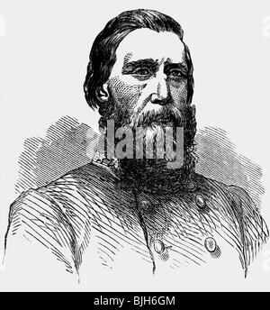 Hood, John Bell, 1.6.1831 - 30.8.1879, American general, commanding the Confederate Army of Tennessee 17.7.1864 - 23.2.1865, portrait, wood engraving, 19th century, , Stock Photo