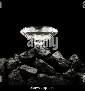 large diamond on top of a pile of rocks Stock Photo