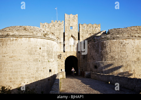 The Amboise gate entrance of the old town of Rhodes, Island of Rhodes, Dodecanese, Greece Stock Photo