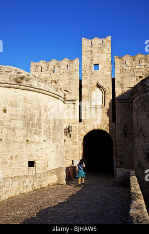 The Amboise gate entrance of the old town of Rhodes, Island of Rhodes, Dodecanese, Greece Stock Photo