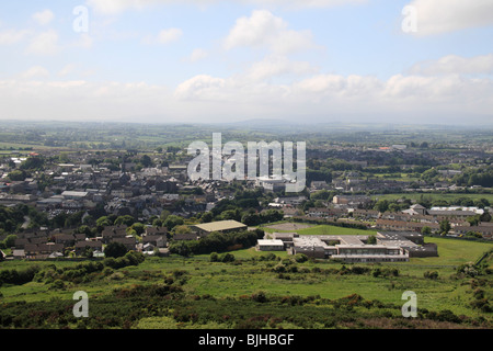 View of Enniscorthy from the Vinegar Hill Memorial to the 1798 Rebellion, Co Wexford, Ireland. Stock Photo