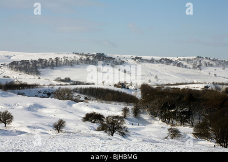 Winter view from Buxton Country Park towards Axe Edge  Moor Derbyshire England Stock Photo