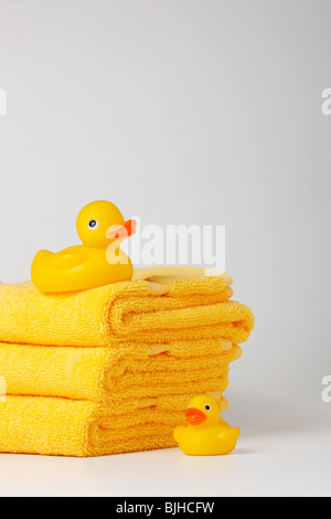 Yellow bathroom still life cute Stock Photo