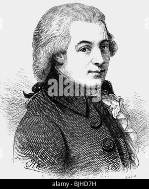 Mozart, Wolfgang Amadeus, 27.1.1756 - 5.12.1791, Austrian composer, portrait, wood engraving, 19th century, , Stock Photo