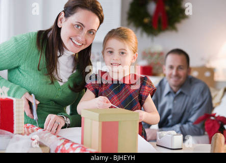 Wrapping presents Stock Photo