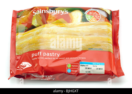 Packet of Sainsbury's ready to roll Puff Pastry Stock Photo