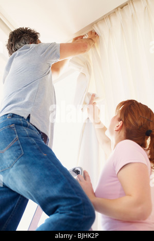 Hanging curtains Stock Photo