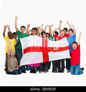 Children holding flag Stock Photo