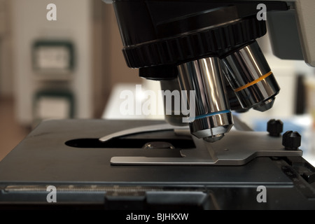 Stereo microscope in a laboratory Stock Photo